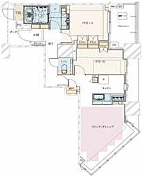 ドゥ・トゥールWEST棟 2LDKの間取図画像