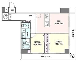 マンション五反田 2LDKの間取図画像