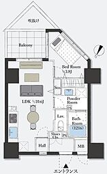 リシェ広尾 1LDKの間取図画像
