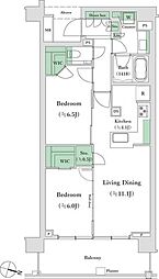 プラウド都立大学 2LDKの間取図画像