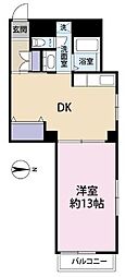 パークサイド用賀 1DKの間取図画像