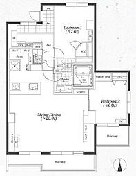 マンション雅叙苑5号館 2LDKの間取図画像