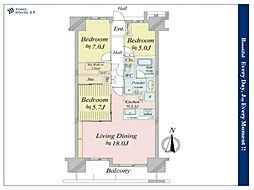 ヴェレーナ王子 3LDKの間取図画像