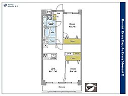 ライオンズマンション中野坂上シティ 2LDKの間取図画像