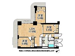 クローバーハイツ三宮 3LDKの間取図画像