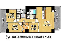 グランドメゾン三宮 3LDKの間取図画像