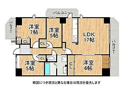 ローレルハイツ神戸1号棟 4LDKの間取図画像
