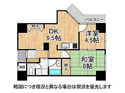 プリオーレ神戸 2DKの間取図画像