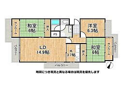 エバーグリーン神戸ポートアイランド1号棟 3LDKの間取図画像