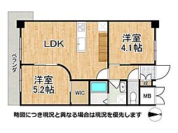グランドプラザ御崎公園 2LDKの間取図画像