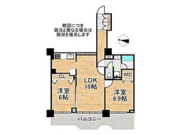 ポートピアプラザA棟 2LDKの間取図画像