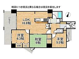 コート六甲鶴甲 3LDKの間取図画像