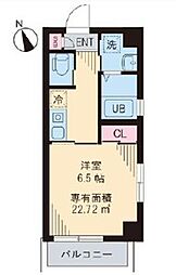 アーク五反田 1階1Kの間取り