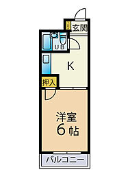 レジデンス連歌屋マンション 1Kの間取図画像