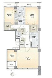 麻布霞町パークマンション 3LDKの間取図画像