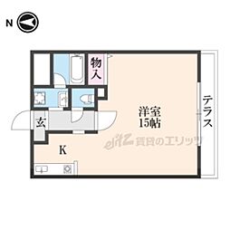 JR片町線(学研都市線) 鴻池新田駅 徒歩23分の賃貸アパート 1階ワンルームの間取り