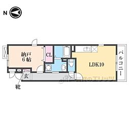 カーサ・ドレッセ 201 2階1LDKの間取り