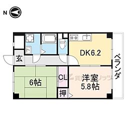 M'プラザ楠根参番館 2DKの間取図画像