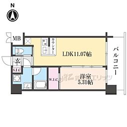 プレジオ八戸ノ里 1LDKの間取図画像