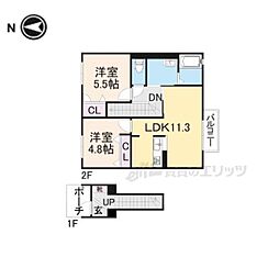 シャーメゾン稲田本町B 2LDKの間取図画像