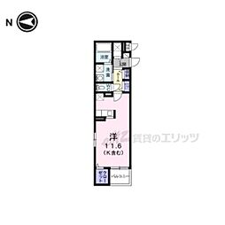 アプリコット野里 ワンルームの間取図画像