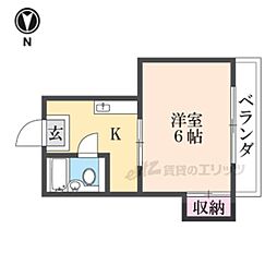 マンション六車 1Kの間取図画像