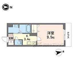 シャーメゾンオーク八戸ノ里 1Kの間取図画像