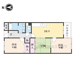 ライフコート萩の台 3DKの間取図画像