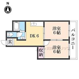 サイレンスハイム 2DKの間取図画像