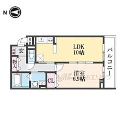JR片町線(学研都市線) 忍ケ丘駅 徒歩8分の賃貸アパート 2階1LDKの間取り
