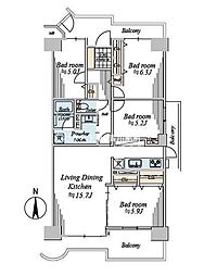 パークフィールドみさと東エリア2街区2号館 4LDKの間取図画像