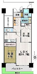 ライフペリエ三郷 2LDKの間取図画像