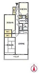 グリーンパーク早稲田5 3LDKの間取図画像