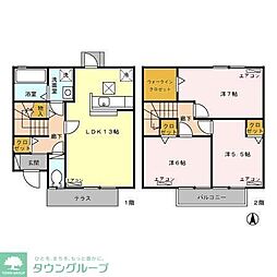 JR東北本線 東大宮駅 徒歩18分の賃貸アパート 1階3LDKの間取り