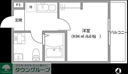 東武野田線 七里駅 徒歩9分の賃貸アパート 2階1Kの間取り