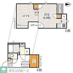 東武野田線 大和田駅 徒歩8分の賃貸アパート 2階1Kの間取り