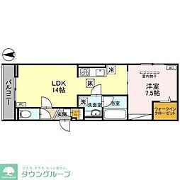 JR武蔵野線 越谷レイクタウン駅 徒歩15分の賃貸アパート 2階1LDKの間取り