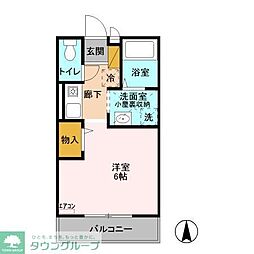 JR武蔵野線 吉川駅 徒歩7分の賃貸アパート 2階ワンルームの間取り