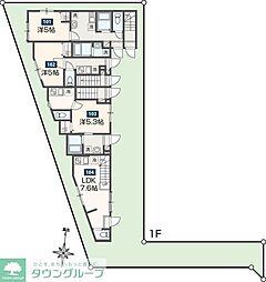 東武伊勢崎線 一ノ割駅 徒歩11分の賃貸アパート 1階1DKの間取り