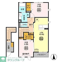 東武野田線 愛宕駅 徒歩22分の賃貸アパート 1階2LDKの間取り