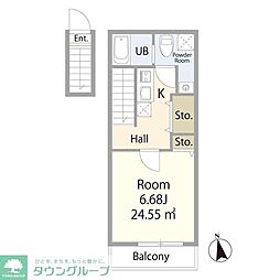東武野田線 大和田駅 徒歩6分の賃貸アパート 1階1Kの間取り