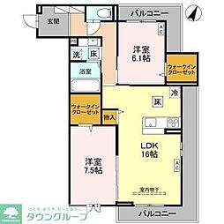 JR武蔵野線 東川口駅 徒歩11分の賃貸アパート 1階2LDKの間取り