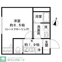 JR武蔵野線 南越谷駅 徒歩14分の賃貸アパート 3階1Kの間取り