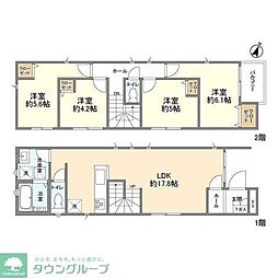 東武野田線 岩槻駅 徒歩18分の賃貸一戸建て 1階4LDKの間取り