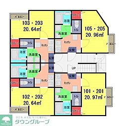 東武伊勢崎線 一ノ割駅 徒歩7分の賃貸アパート 1階1Kの間取り