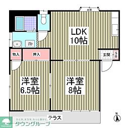 メゾンメヌエット 2DKの間取図画像