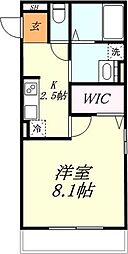 クランレーヴB 1Kの間取図画像