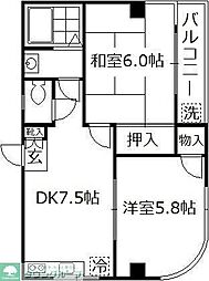 シュロス吉川 2DKの間取図画像