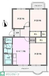 シャトーブラン村田ビル1号棟 3DKの間取図画像