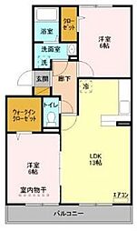 リバーパーク蒲生B 2LDKの間取図画像